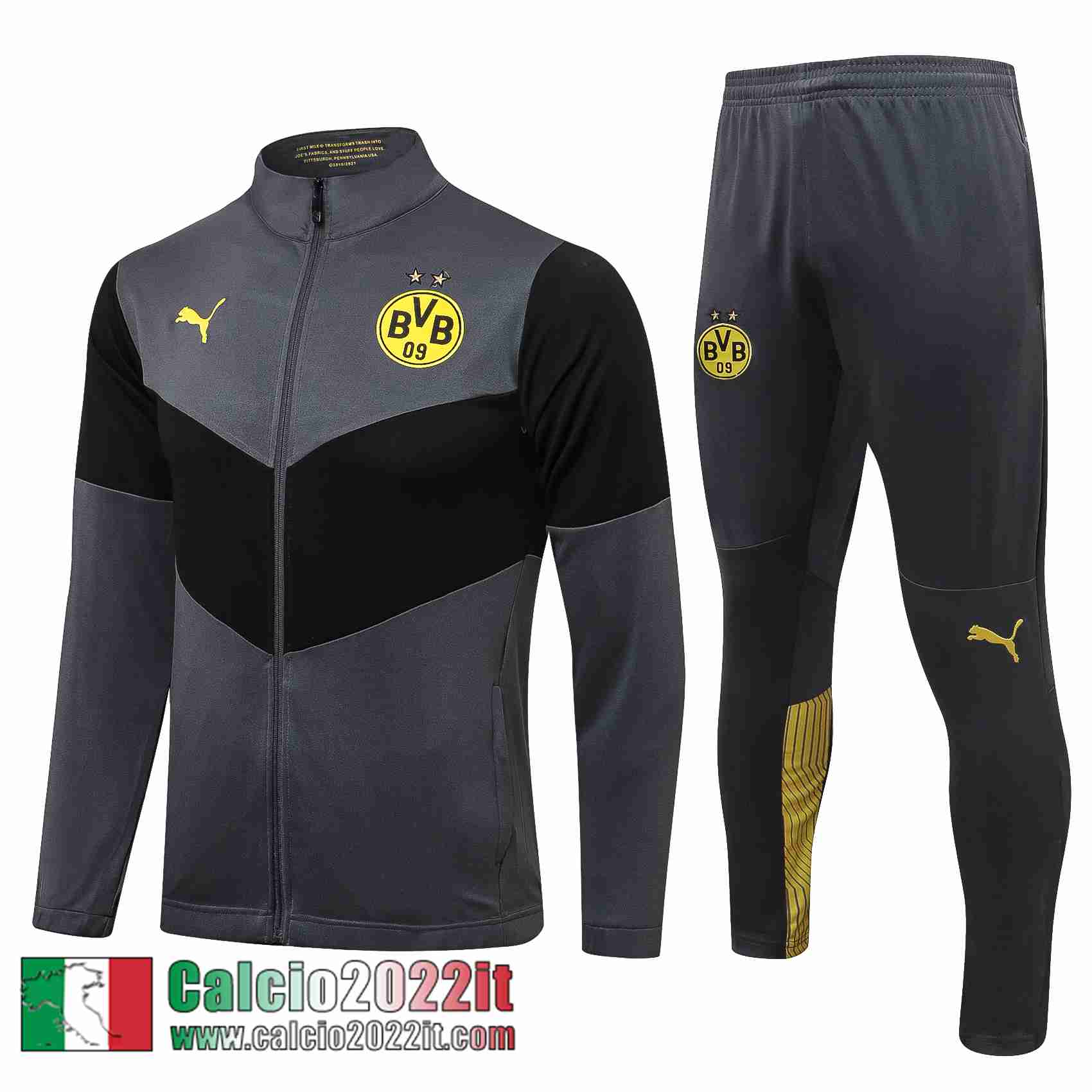 Dortmund BVB Full-Zip Giacca Grigio 2021 2022 Uomo JK211