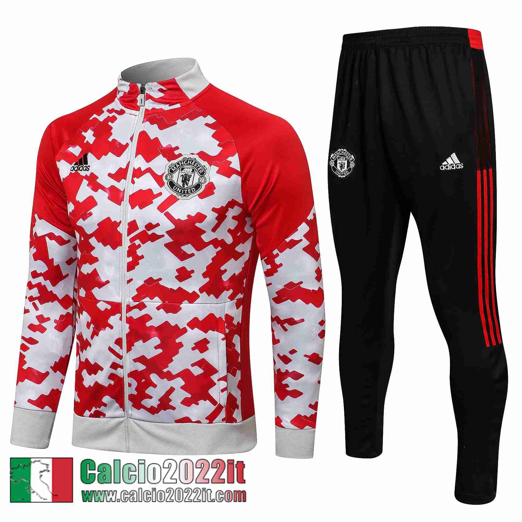 Manchester United Full-Zip Giacca bianco rosso 2021 2022 Uomo JK214