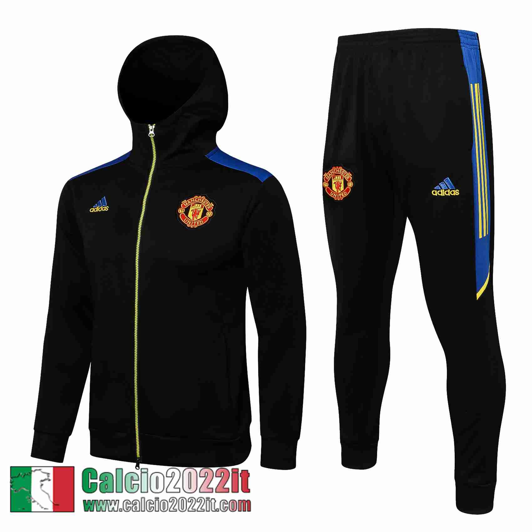 Manchester United Cappuccio Hoodie Giacca Nero 2021 2022 Uomo JK223