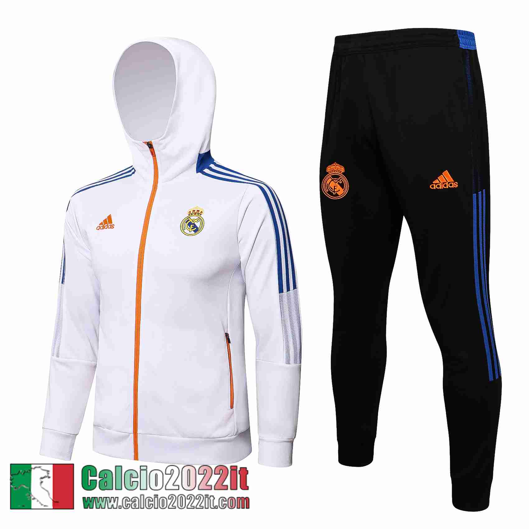 Real Madrid Cappuccio Hoodie Giacca bianca 2021 2022 Uomo JK224