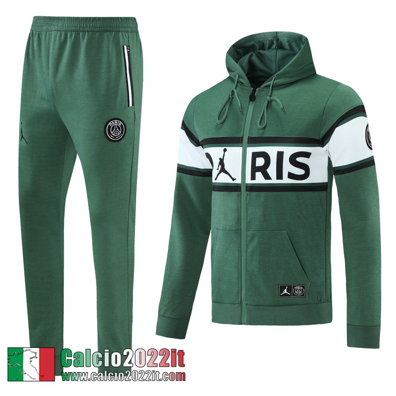 PSG Paris Cappuccio Hoodie Giacca verde 2021 2022 Uomo JK227