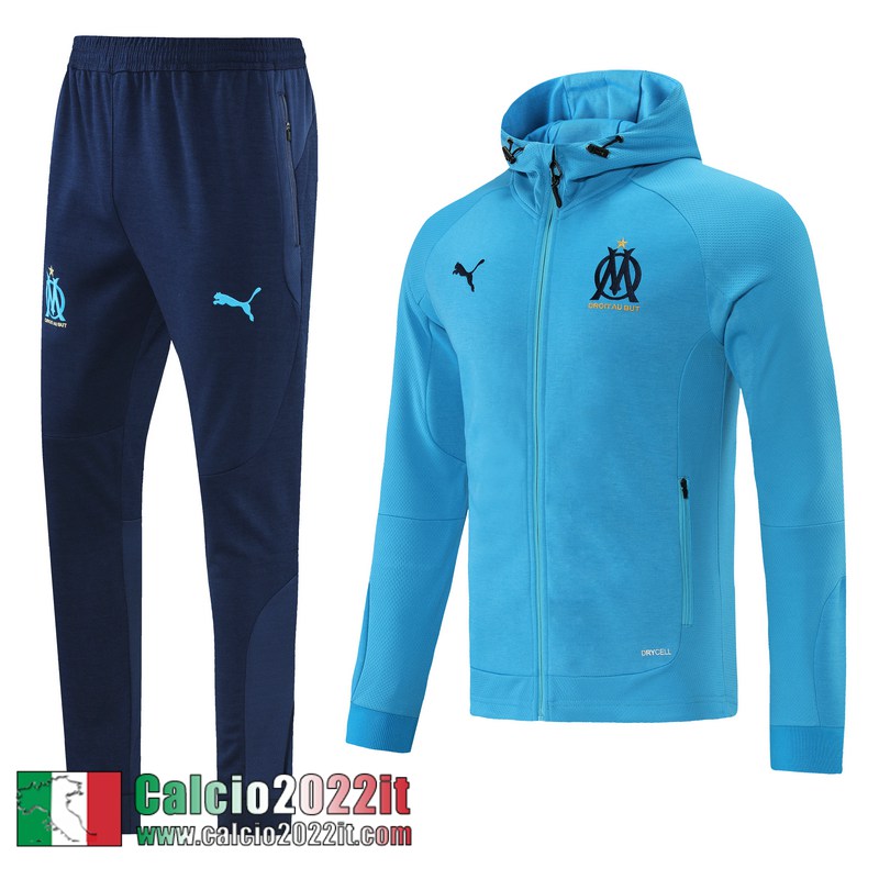 Olympique Marseille Cappuccio Hoodie Giacca blu 2021 2022 Uomo JK228