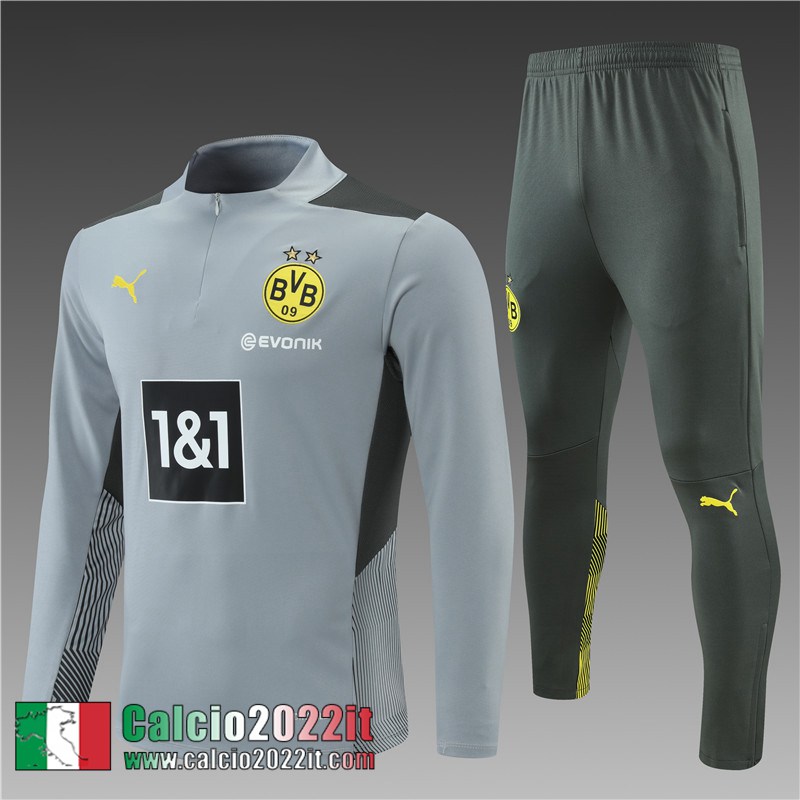 Dortmund BVB Tute Calcio Grigio 2021 2022 Bambino TK126