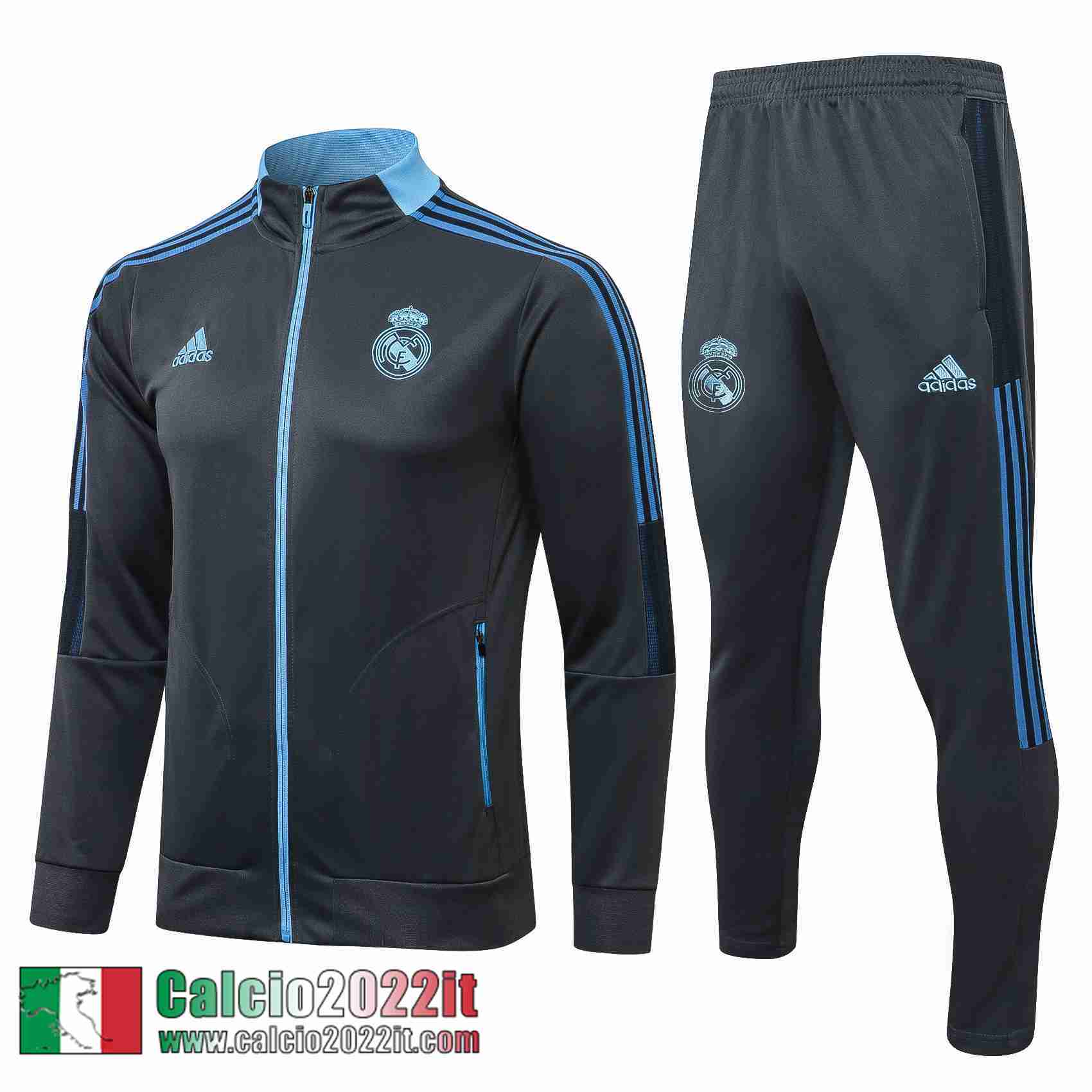 Real Madrid Full-Zip Giacca Grigio scuro Uomo 2021 2022 JK246