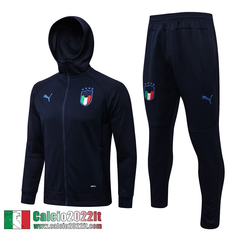 Italie Cappuccio Hoodie Giacca blu Uomo 2021 2022 JK287