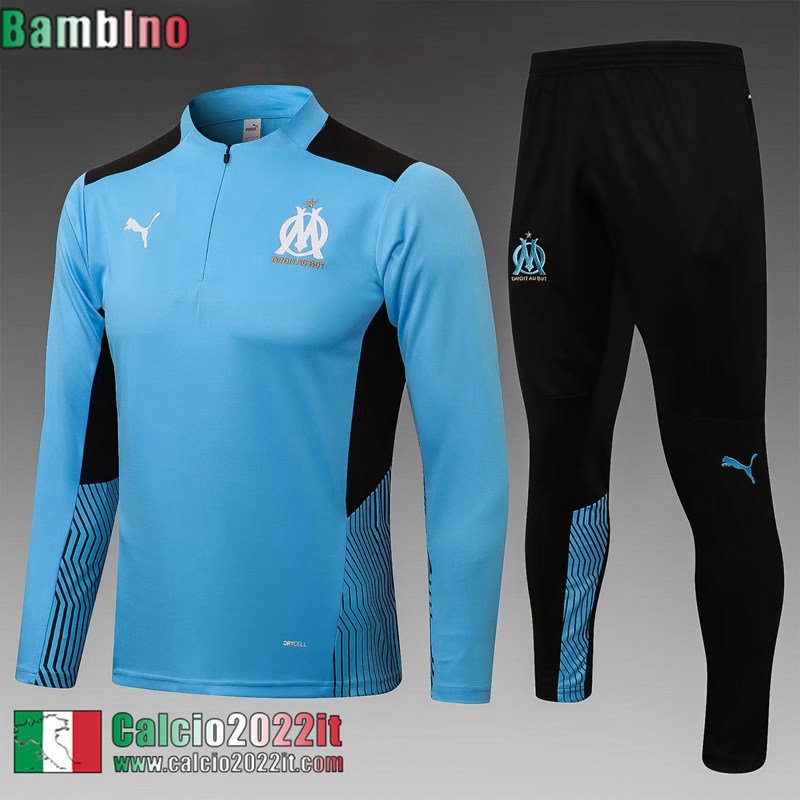 Olympique Marsiglia Tute Calcio blu Bambini 2021 2022 TK165