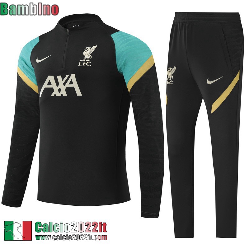 Liverpool Tute Calcio Nero Bambini 2021 2022 TK211