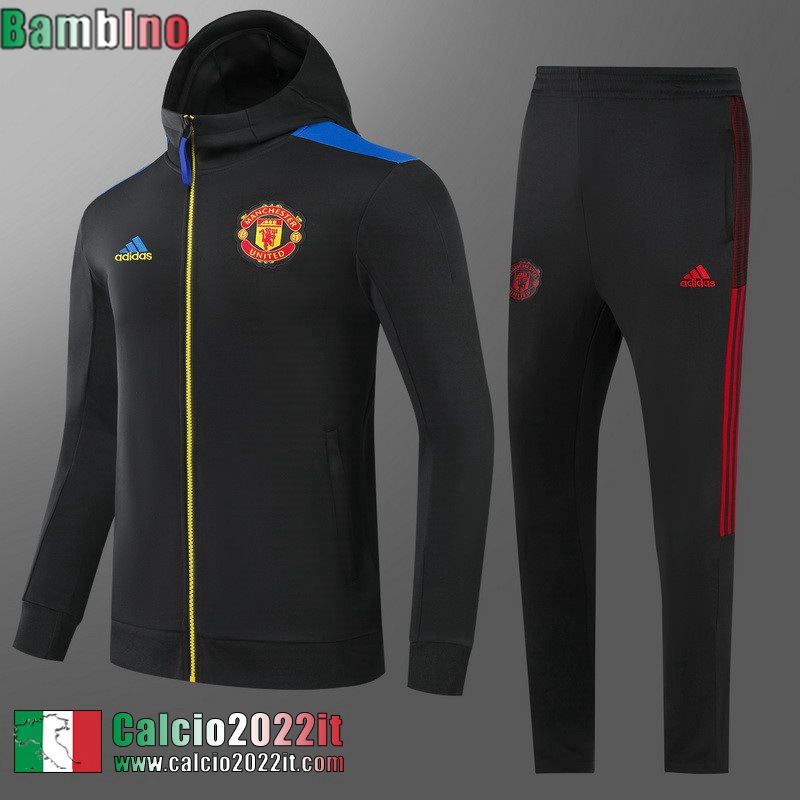 Manchester United Full-Zip Giacca Nero Bambini 2021 2022 TK218