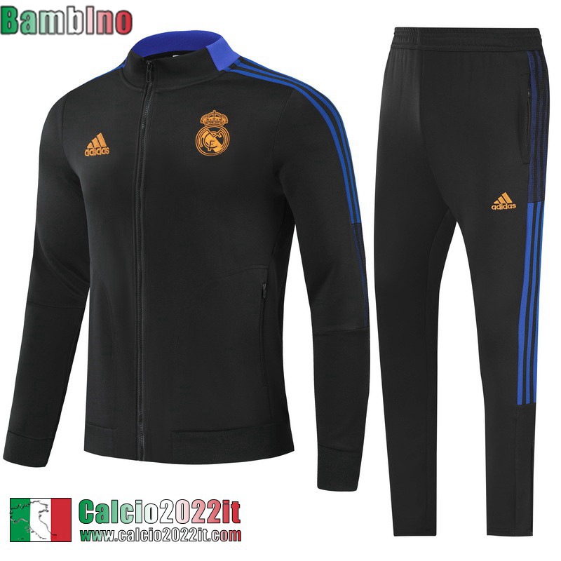 Real Madrid Full-Zip Giacca Nero Bambini 2021 2022 TK222