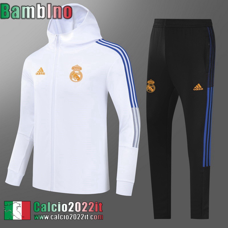 Real Madrid Full Zip Hoodie - Giacca bianca Bambini 21 22 TK238