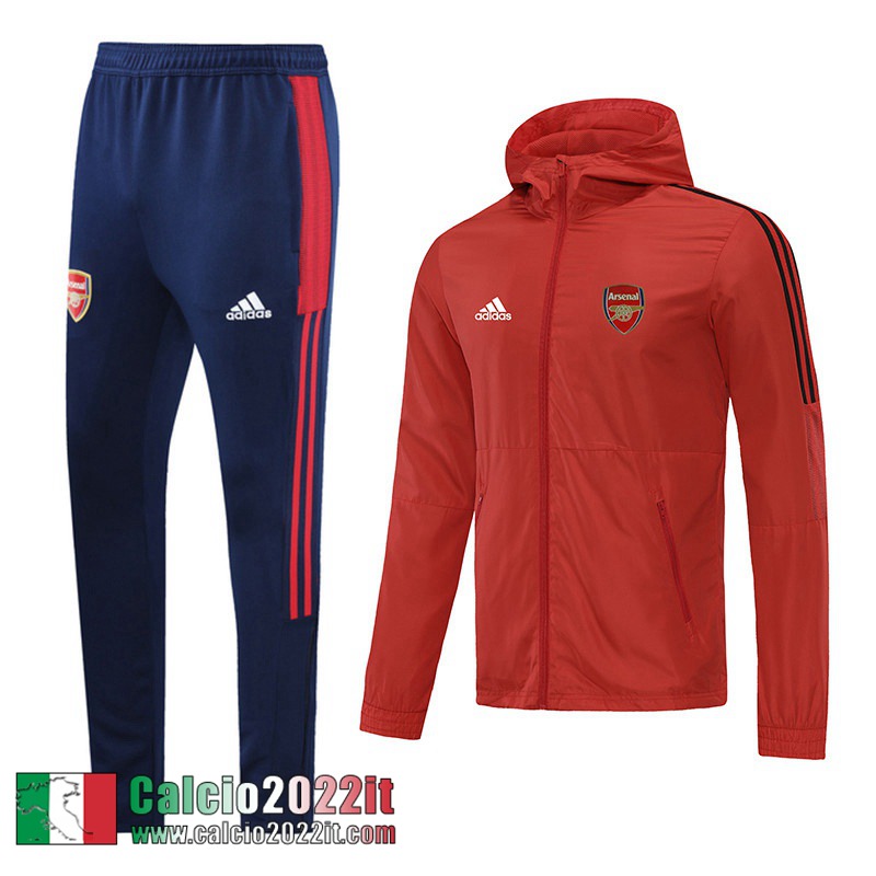 Arsenal Giacca a vento Cappuccio rosso Uomo 21 22 WK56