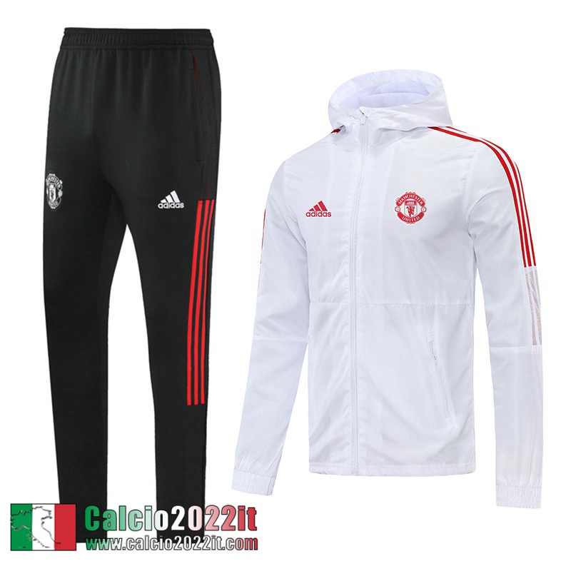 Manchester United Giacca a vento Cappuccio bianca Uomo 21 22 WK61