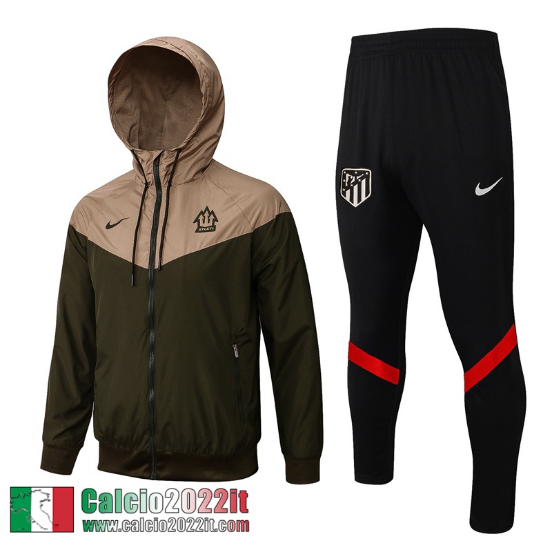 Atletico Madrid Giacca a vento Cappuccio Nero Uomo 21 22 WK66