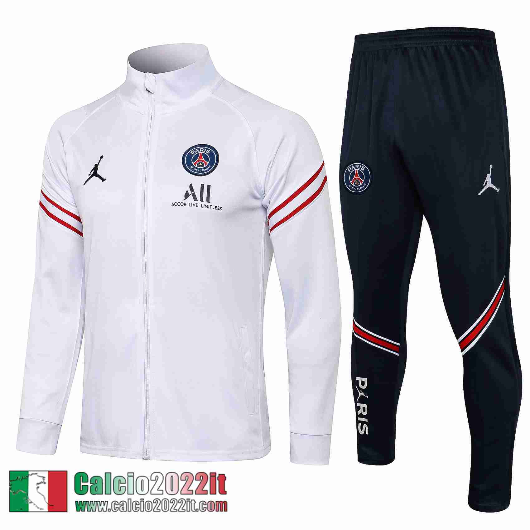 Paris Saint Germain Psg Air Jordan Full-Zip Giacca Bianca Jk05 2021 2022