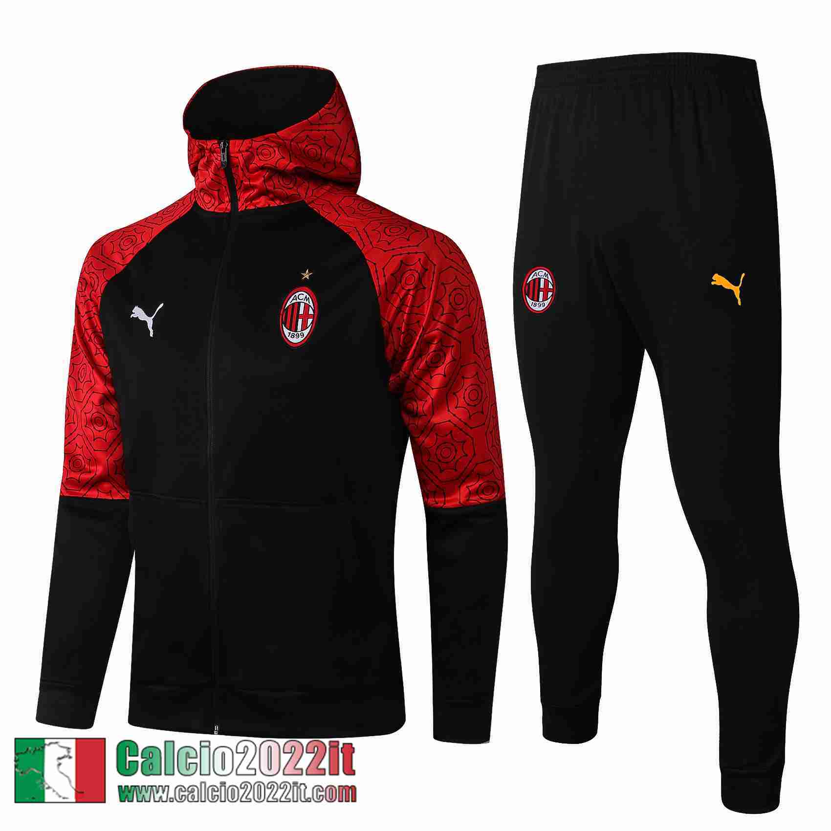 AC Milan Cappuccio Hoodie Full-Zip Giacca Nera Jk25 2021 2022