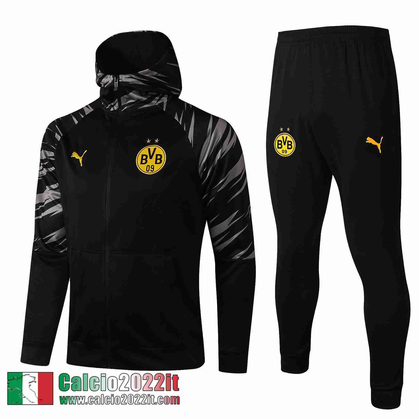 Borussia Dortmund Cappuccio Hoodie Full-Zip Giacca Nera Jk28 2021 2022