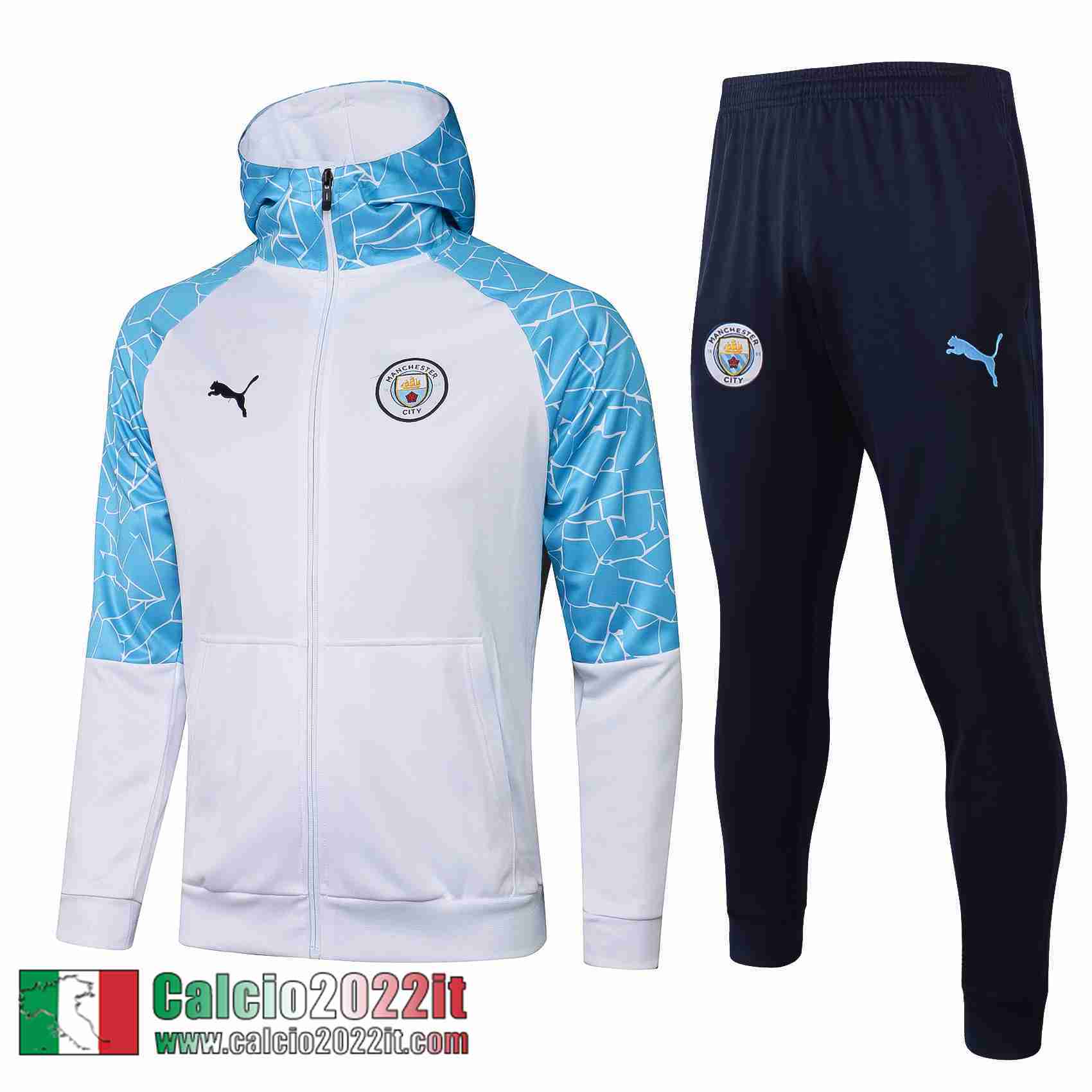 Manchester City Cappuccio Hoodie Full-Zip Giacca Bianca Jk31 2021 2022