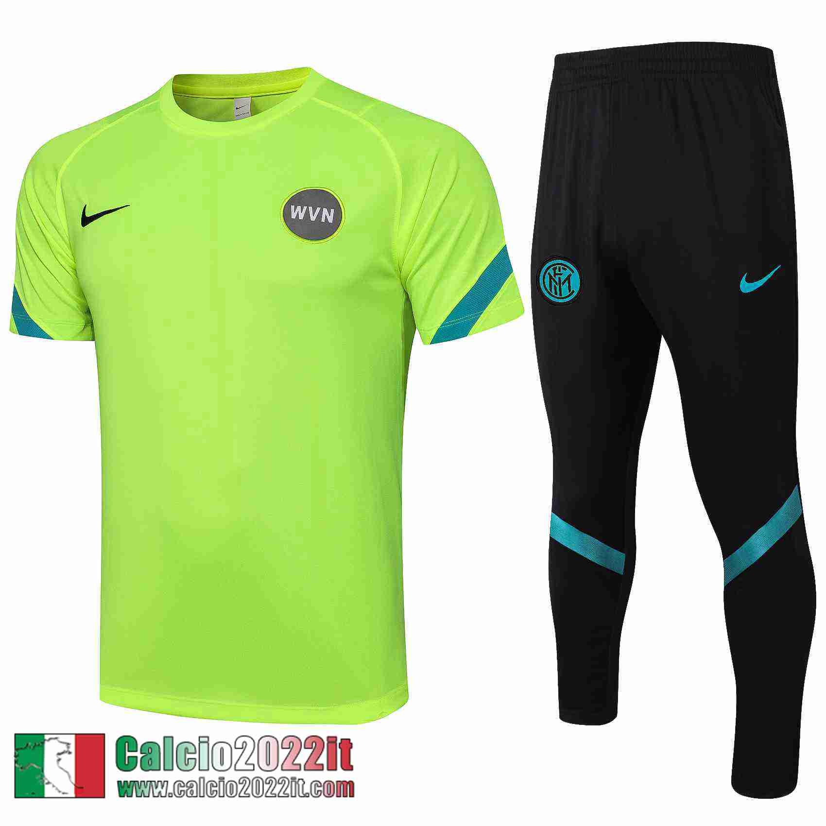 Inter Milan Maglia T-shirt Inter Milan Verde Fluorescente Pl27 2021 2022