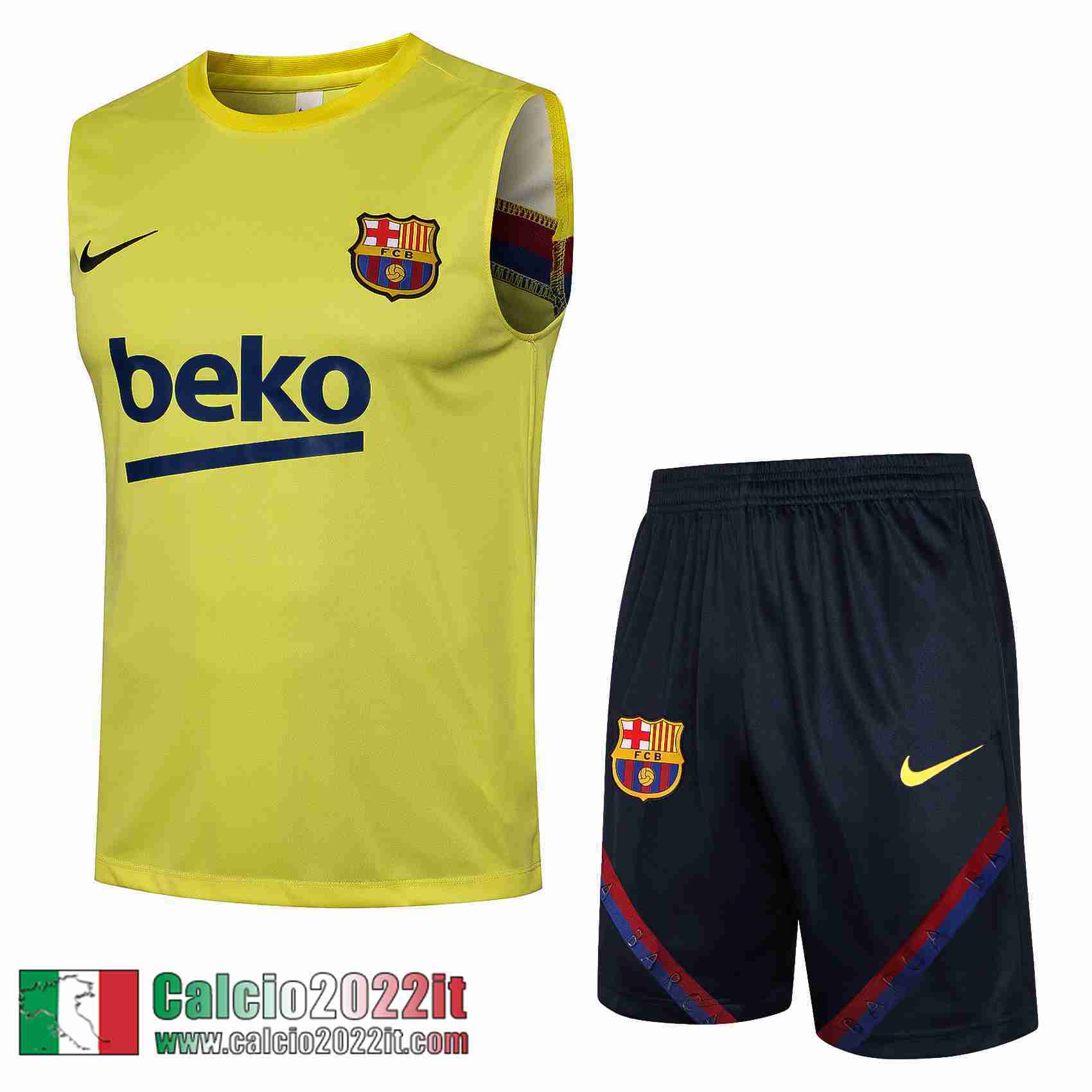 Barcellona Maglia Senza Maniche Barcellona Senza Manica Verde Fluorescente Pl38 2021 2022