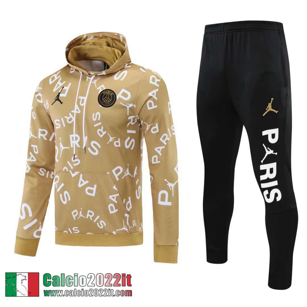 Paris Saint Germain PSG Felpa Cappuccio Air Jordan Gialla Sw04 2021 2022