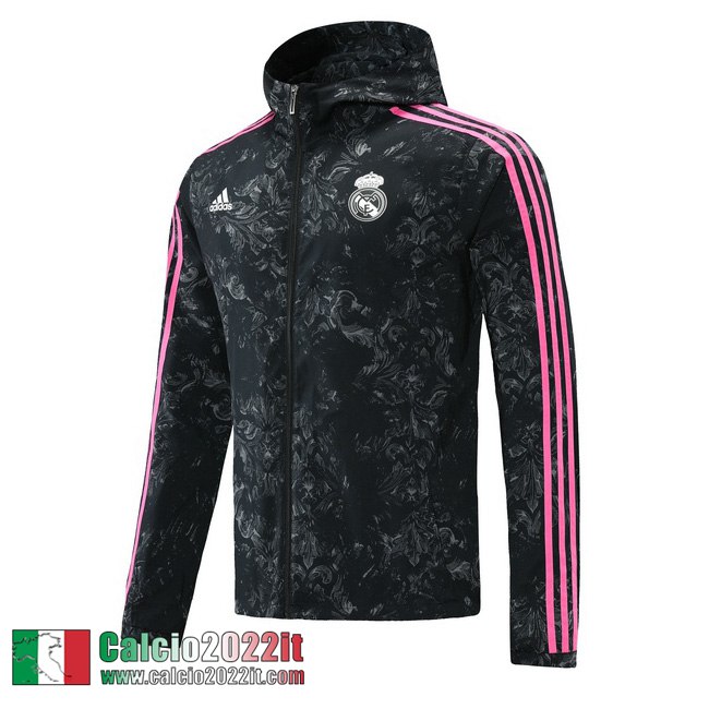 Real Madrid Giacca a vento Cappuccio Nera Wk04 2021 2022