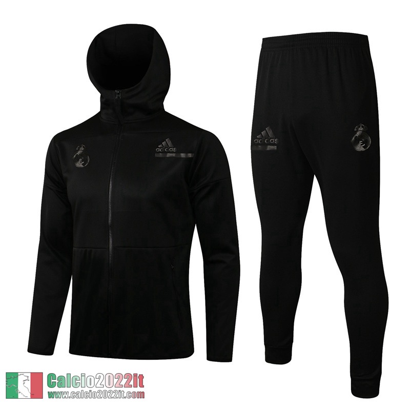 Real Madrid Full-Zip Giacca Cappuccio nero 2021 2022 JK57