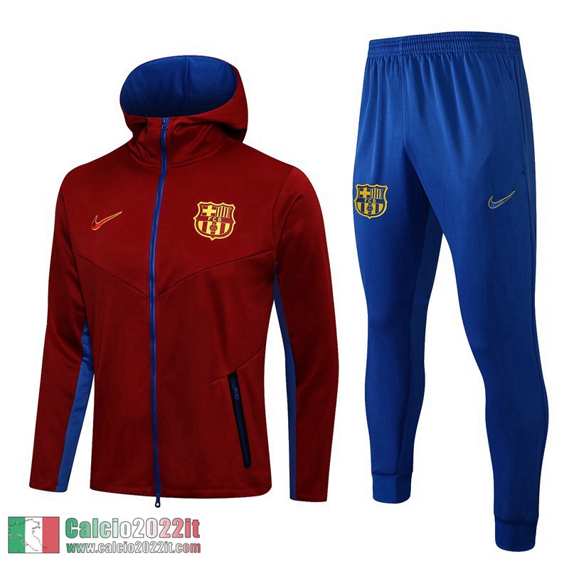 Barcellona Full-Zip Giacca Cappuccio Claret 2021 2022 JK61