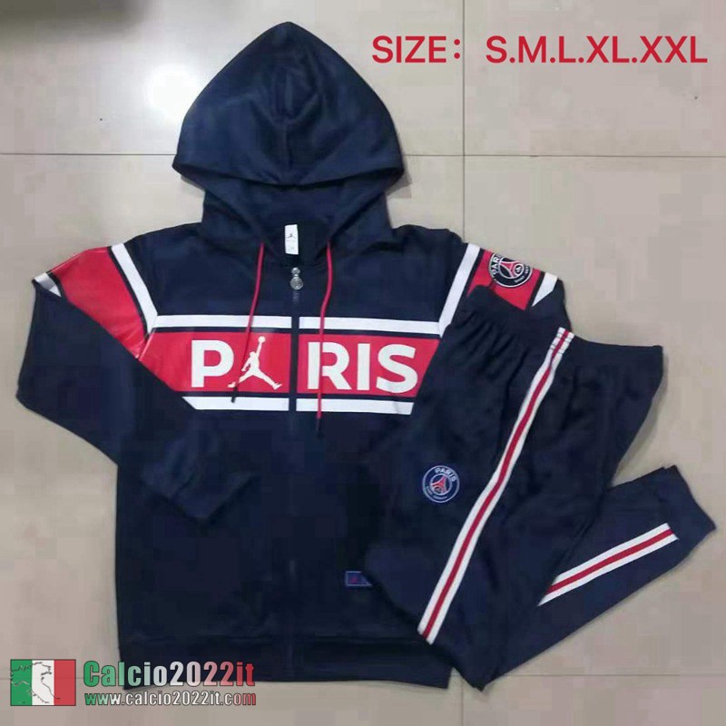 PSG Paris Full-Zip Giacca Cappuccio zaffiro 2021 2022 JK62