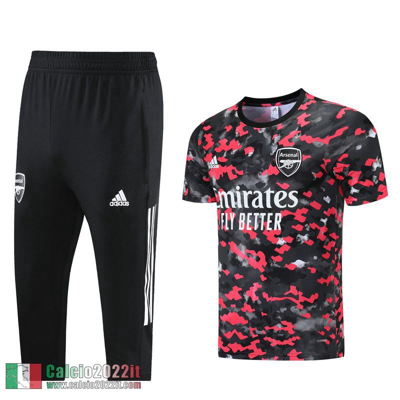 Arsenal Maglia T-shirt + Pantaloni cropped Nero rosso 2021 2022 PL79