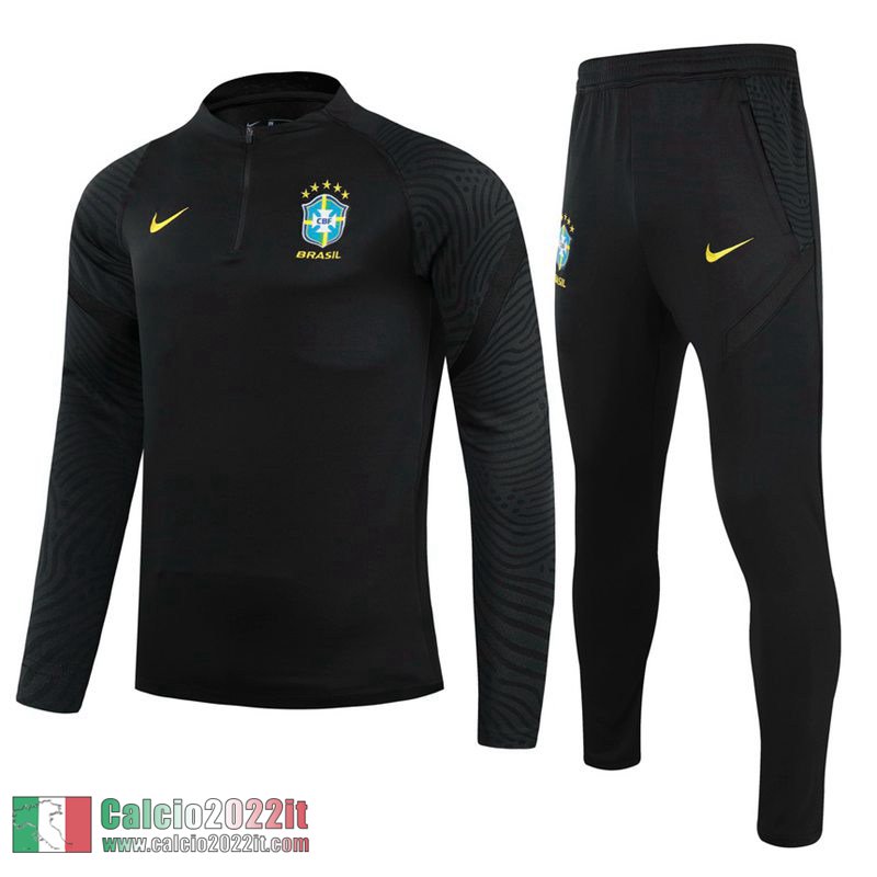 Brasile Tuta Calcio Bambini nero 2021 2022 TK07