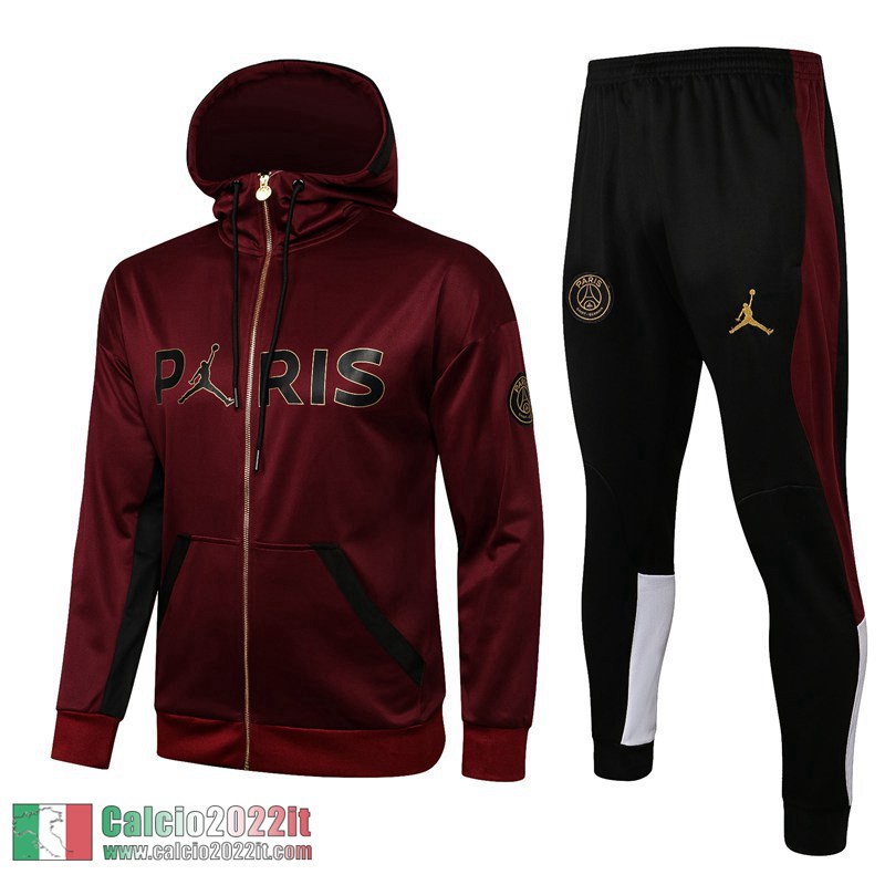 PSG Paris Full-Zip Giacca Cappuccio Bambini Claret 2021 2022 TK35