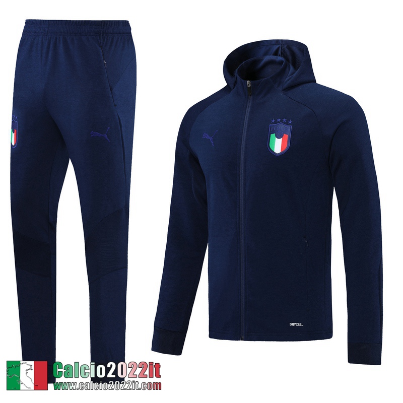 Italie Cappuccio Hoodie Giacca Uomo Blu scuro JK112 2021 2022