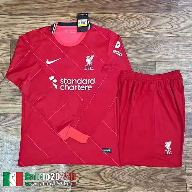 Prima Liverpool Maglia Calcio Manga Larga Uomo 2021 2022