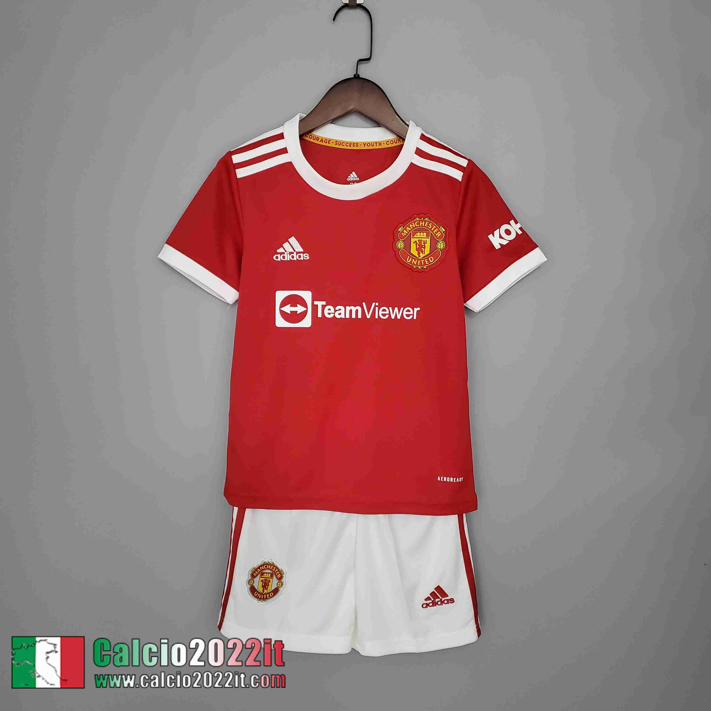 Prima Manchester United Maglia Calcio Bambini Bambini 2021 2022