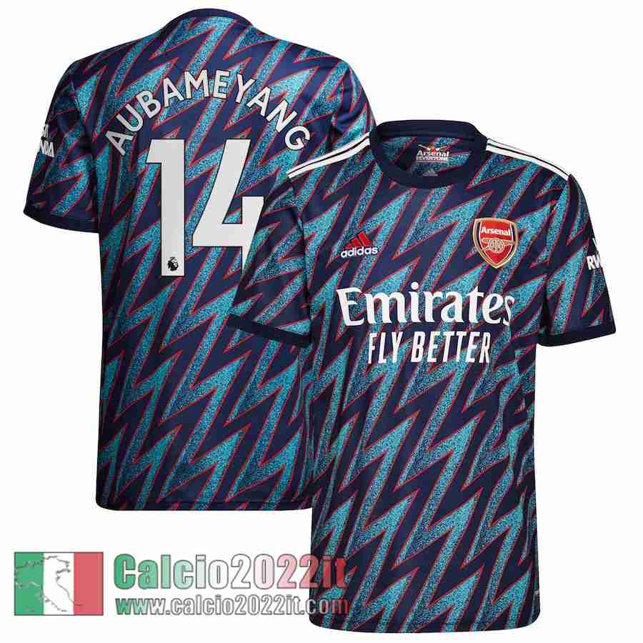 Third Arsenal Maglia Calcio Uomo # Aubameyang 14 2021 2022