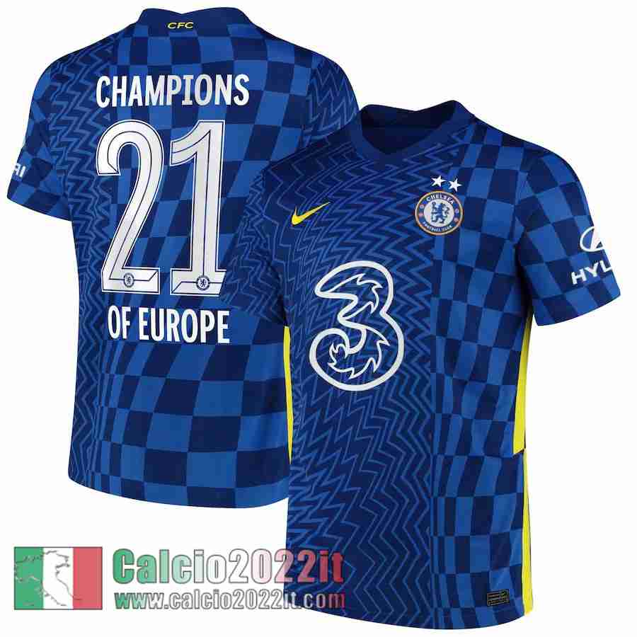 Prima Chelsea Maglia Calcio Uomo # Champions of Europe 21 2021 2022
