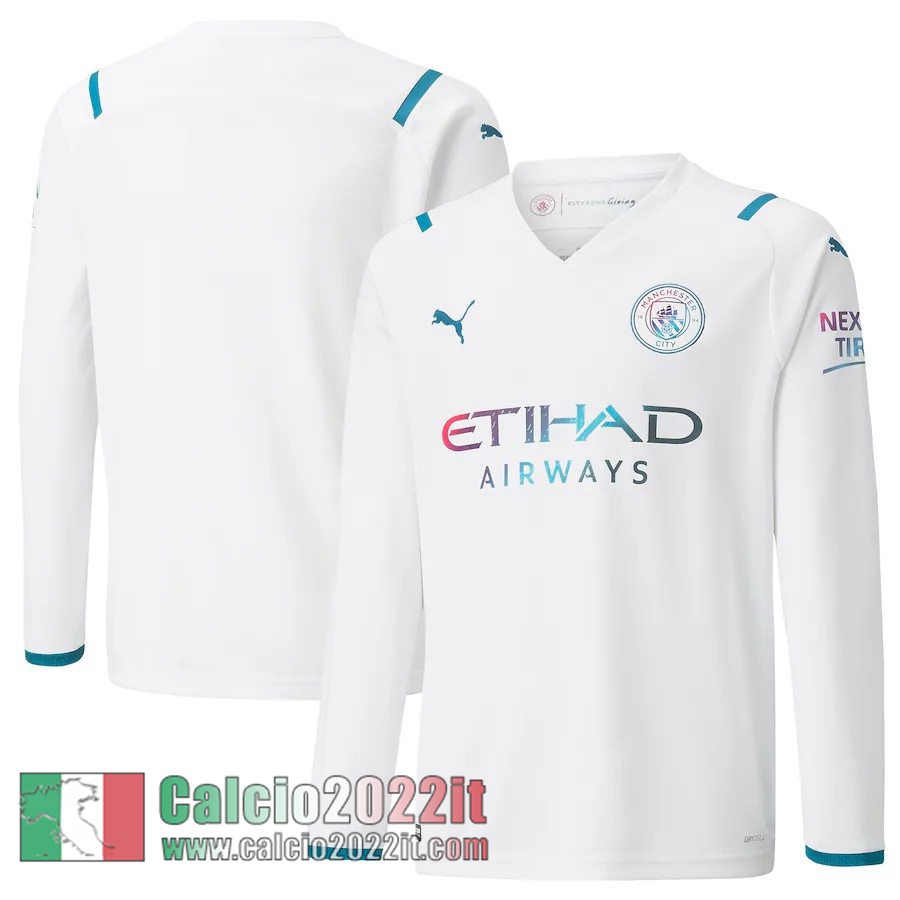 Seconda Manchester City Maglia Calcio Manga Larga Uomo 2021 2022