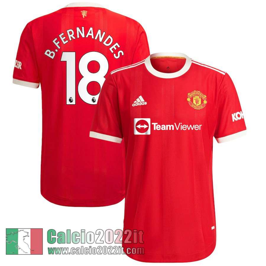 Prima Manchester United Maglia Calcio Uomo # B.Fernandes 18 2021 2022