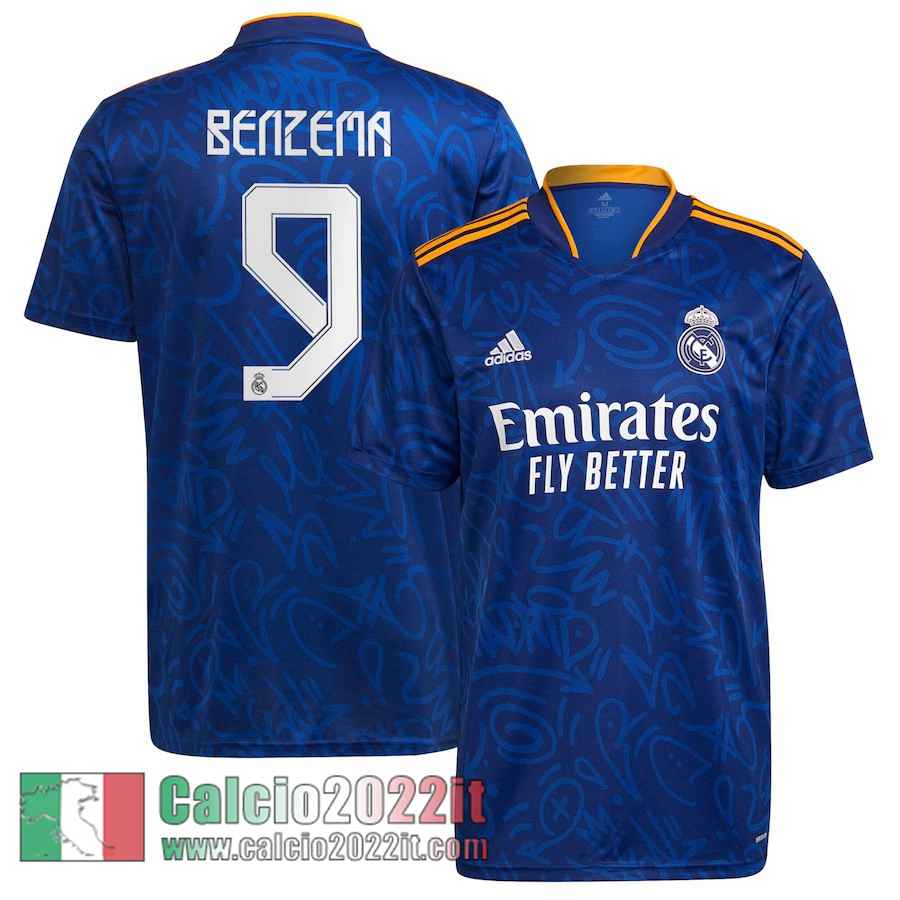 Seconda Real Madrid Maglia Calcio Uomo # Benzema 9 2021 2022