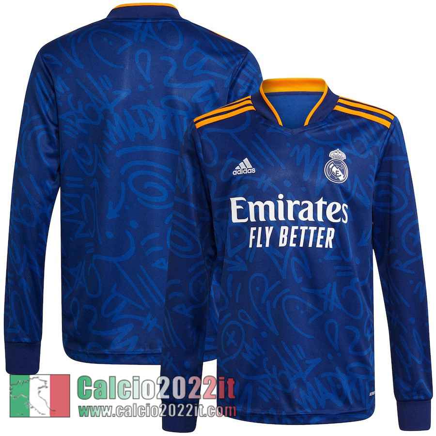 Seconda Real Madrid Maglia Calcio Manga Larga Uomo 2021 2022