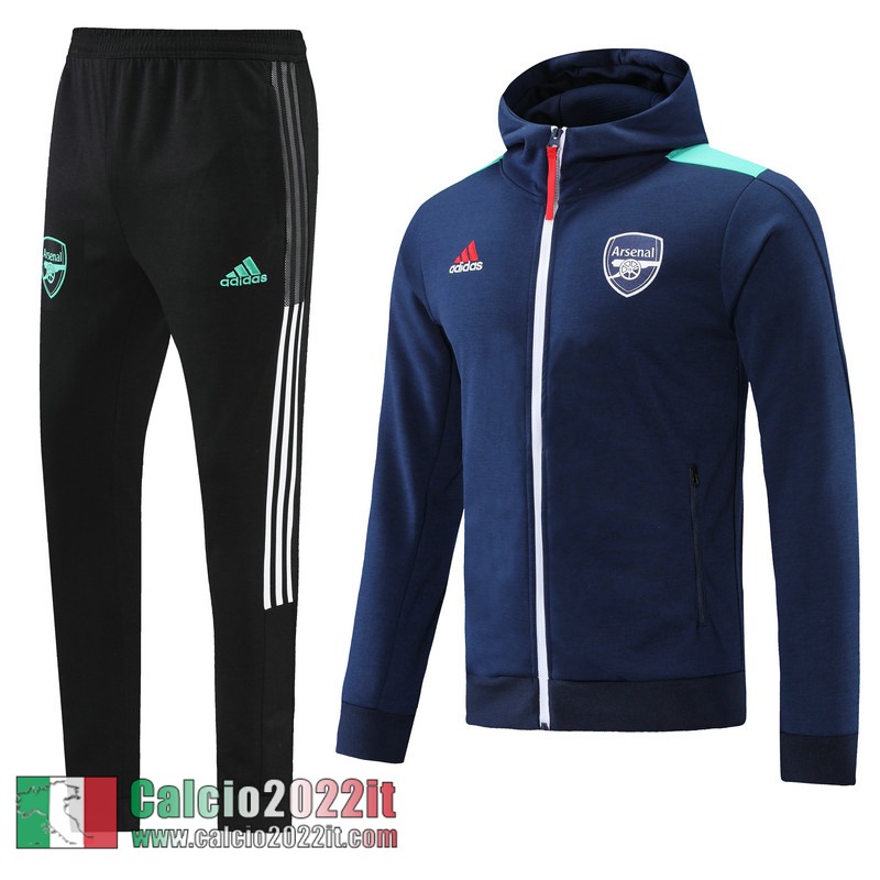 blu Arsenal Cappuccio Hoodie Giacca Uomo JK141 2021 2022