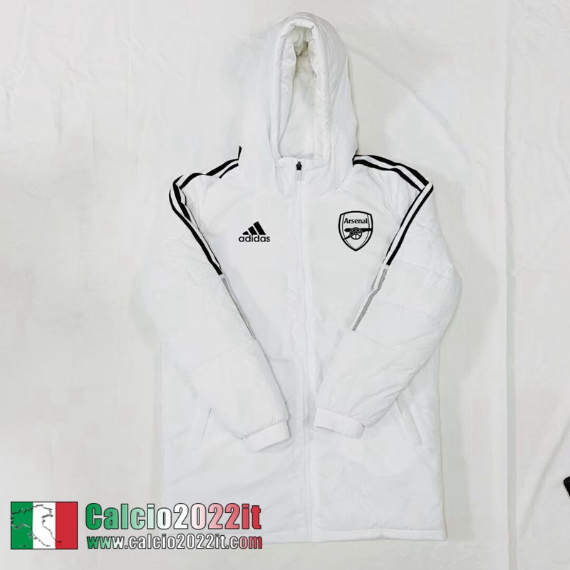 Piumino Calcio Cappuccio Arsenal Bianco Uomo 2022 2023 DD103