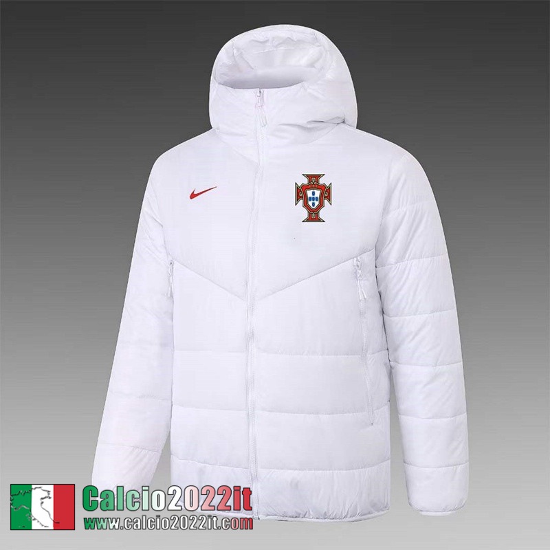 Piumino Calcio Cappuccio Portogallo Bianco Uomo 2022 2023 DD114