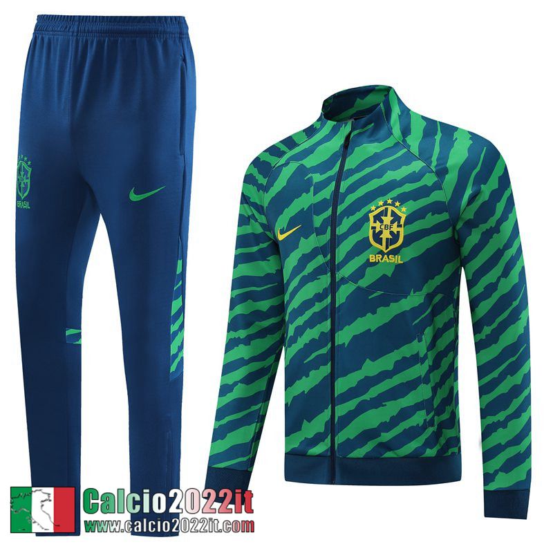 Full Zip Giacca Brasile verde Uomo 2022 2023 JK539