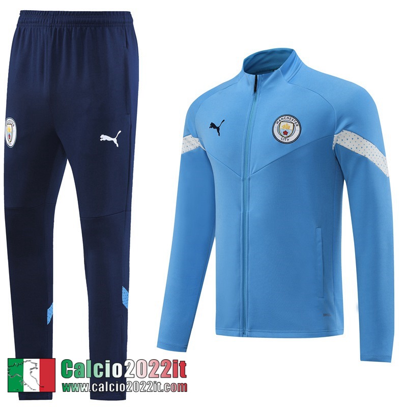 Full Zip Giacca Manchester City cielo blu Uomo 2022 2023 JK549