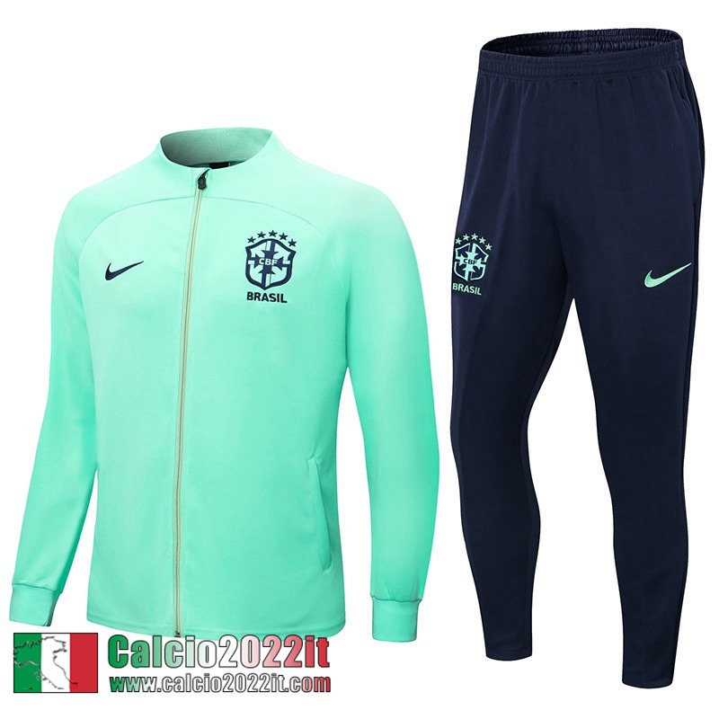 Full Zip Giacca Brasile verde Uomo 2022 2023 JK577