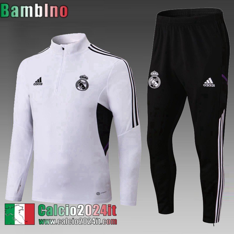 Real Madrid Tute Calcio Bianco Bambini 22 23 TK495