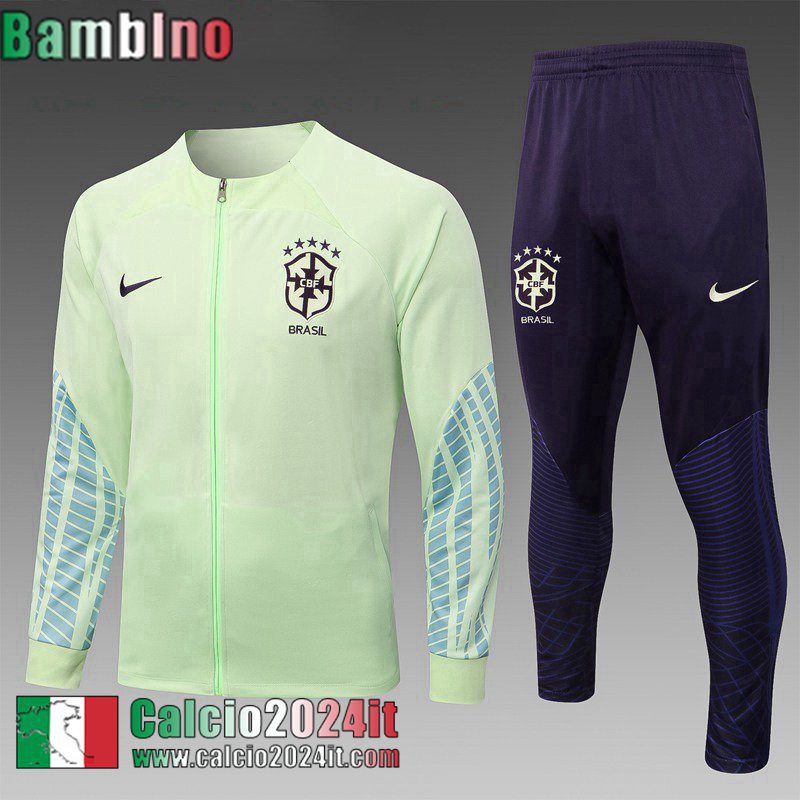 Brasile Full Zip Giacca verde Bambini 22 23 TK514