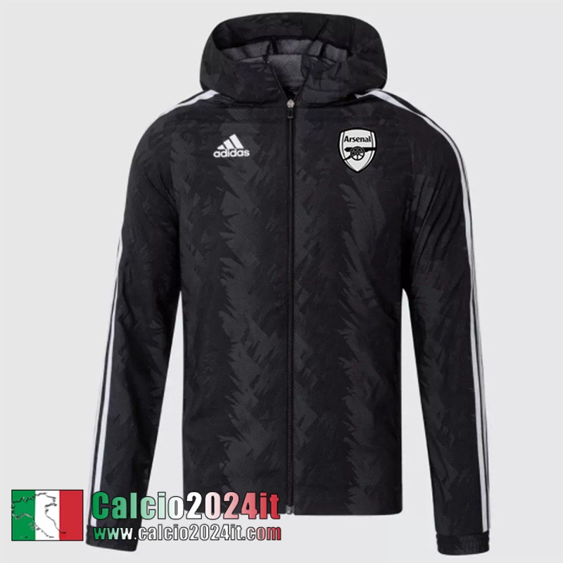 Arsenal Giacca a vento Cappuccio Nero Uomo 22 23 WK235