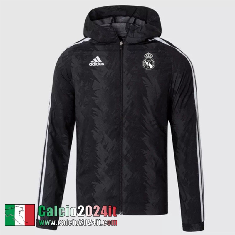 Real Madrid Giacca a vento Cappuccio Nero Uomo 22 23 WK237